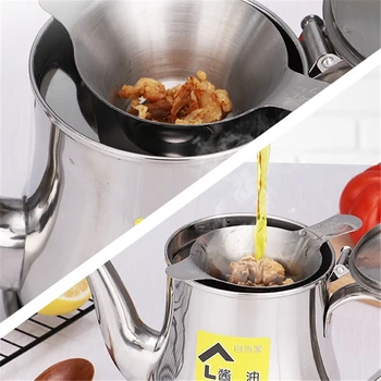 

1080ml Stainless Steel Oil Container with Strainer Cookware Grease Filter Oil Fat Separator Bottle Healthy Kitchen Gadgets