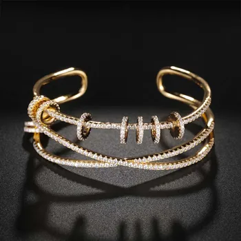 

Dazz Women Wedding Zircon Crystal CZ Dubai Bridal Party Bangle Ring Set de mujer modernos 2019 Jazz Luxury Fashion Jewelry Sets