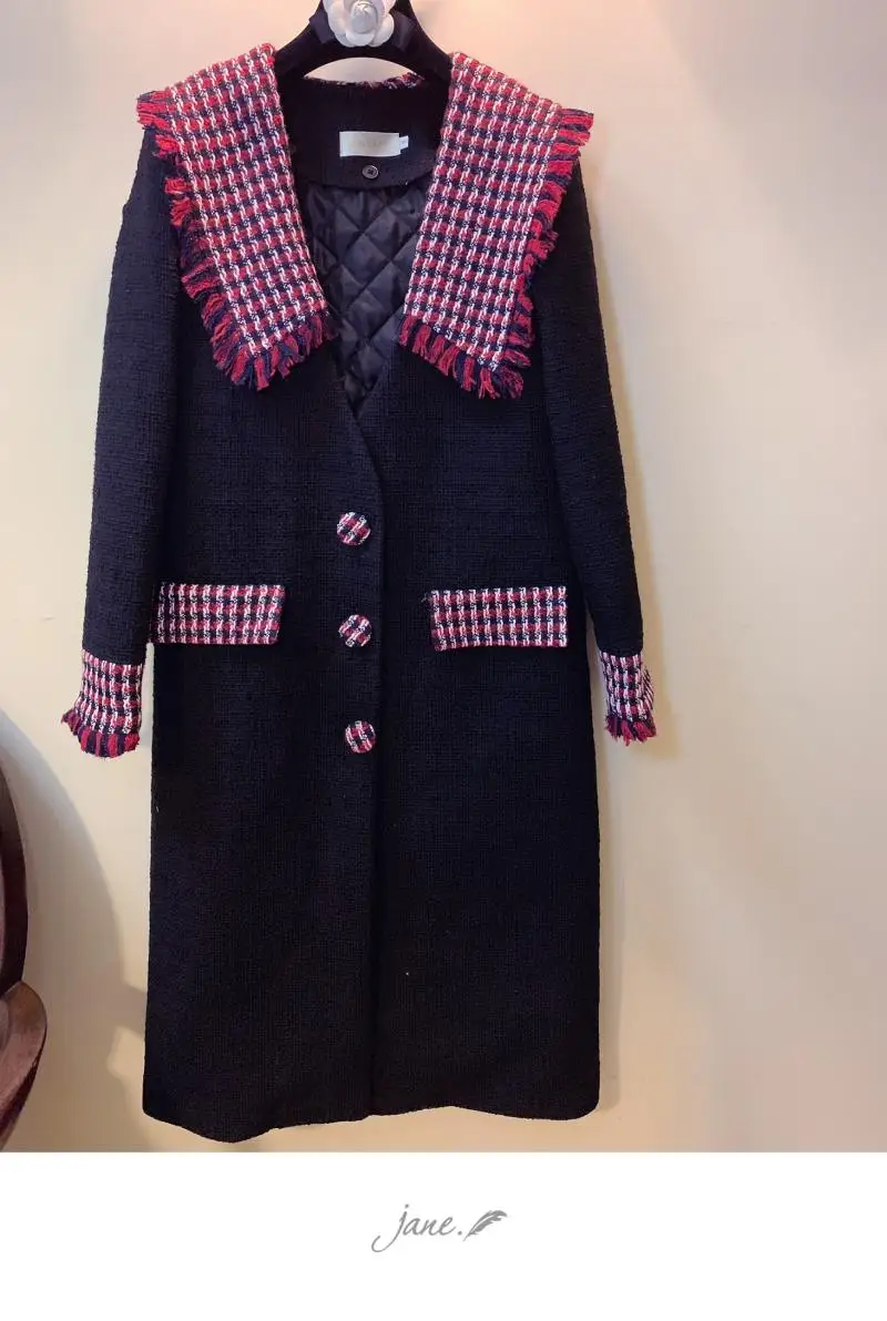

New overcoat mid long women s autumn and winter version thicker small high end wool overcoat over knee