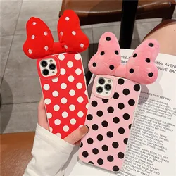 13 Pro Case Cute Mouse Polka Dot Fur Bowknot Silicone Phone Cover for iPhone 12 Pro XR XS 7 8  Plus XS MAX Lovely Micky Cases