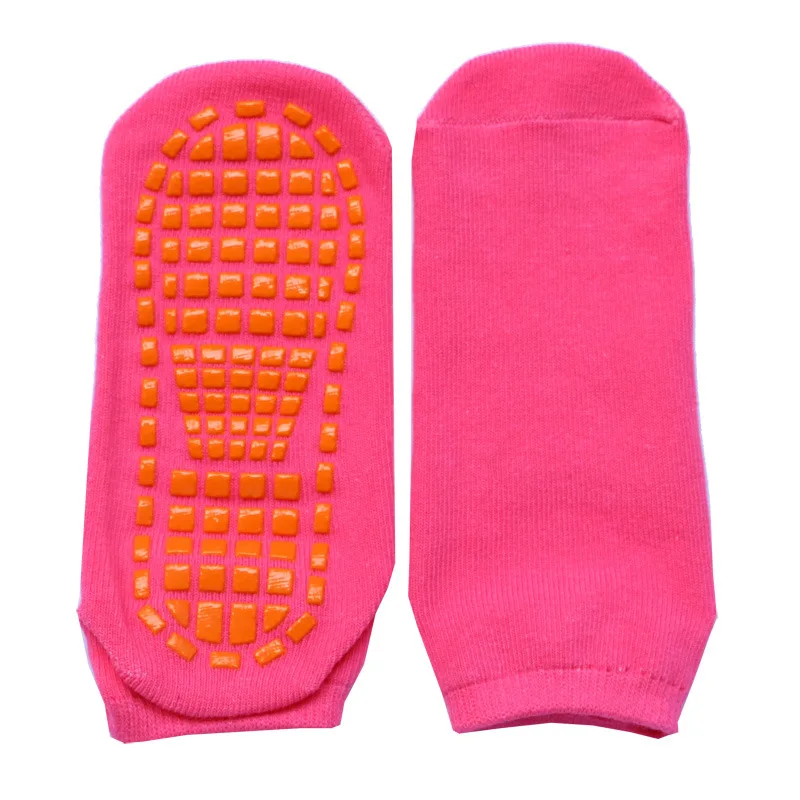 Носки с батутом для взрослых и детей; домашние спортивные носки из ПВХ с резиновыми точками; нескользящие носки-тапочки; женские хлопковые носки для йоги; массаж ног - Цвет: Розовый