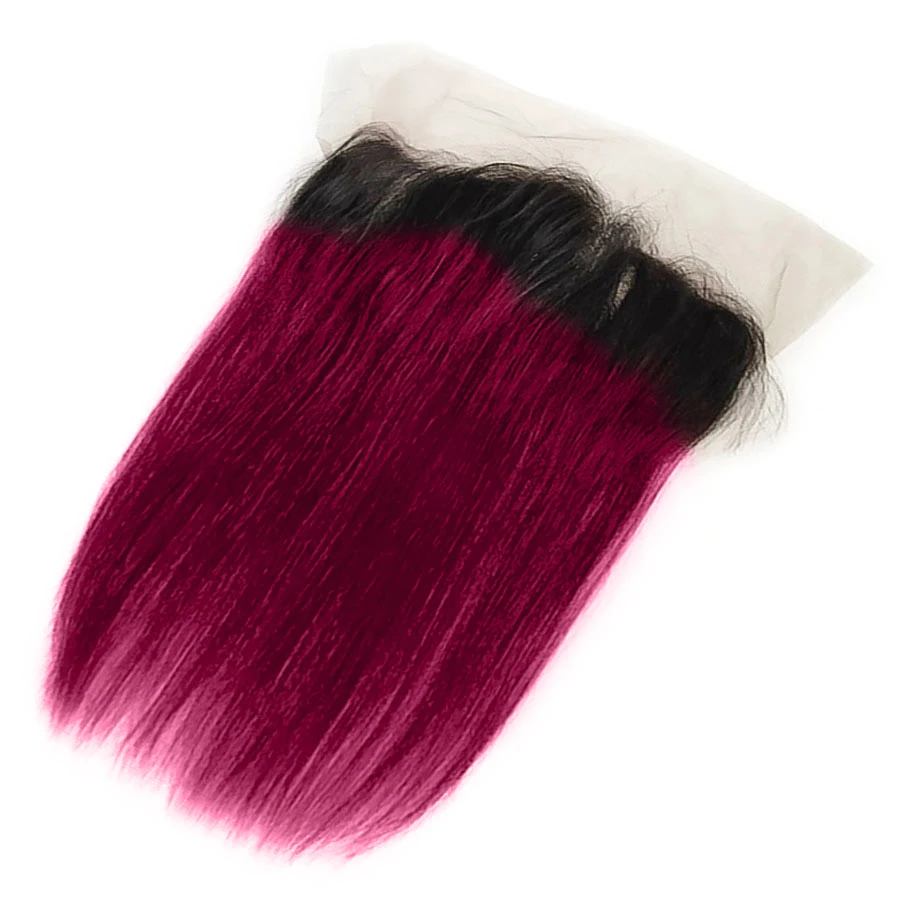 Ombre burgundy straight bundles with frontal T1B 99J colored human brazilian hair weave bundles hair extension 30 inch long remy