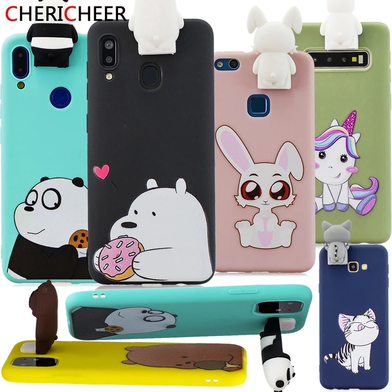 For Huawei Y7 2019 Case 3D Cartoon Rabbit Bear Stand Toys Prime Cover Unicorn Dolls |