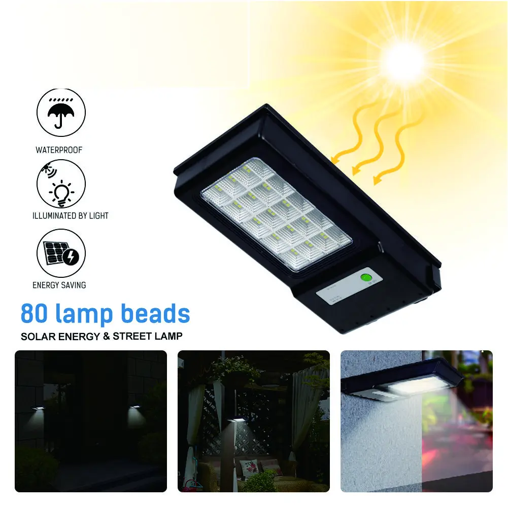 

Solar LED Street Light Outdoor Waterproof Light Control Wall Light 48 Beads 80 Beads Super Bright