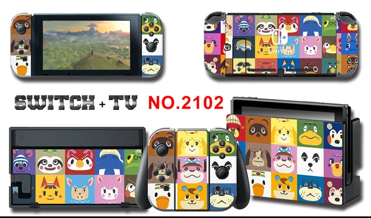 1set New Cute Anime Full Body Sticker for NS Switch Protective Cover Skin Colorful Art for Game Console Joy-Con Controller Decor