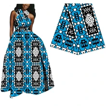 Синий Африканский принт, настоящая восковая ткань для женщин, вечернее платье, 6 ярдов, новинка, батик, ткань, Анкара, настоящая голландская восковая ткань 558