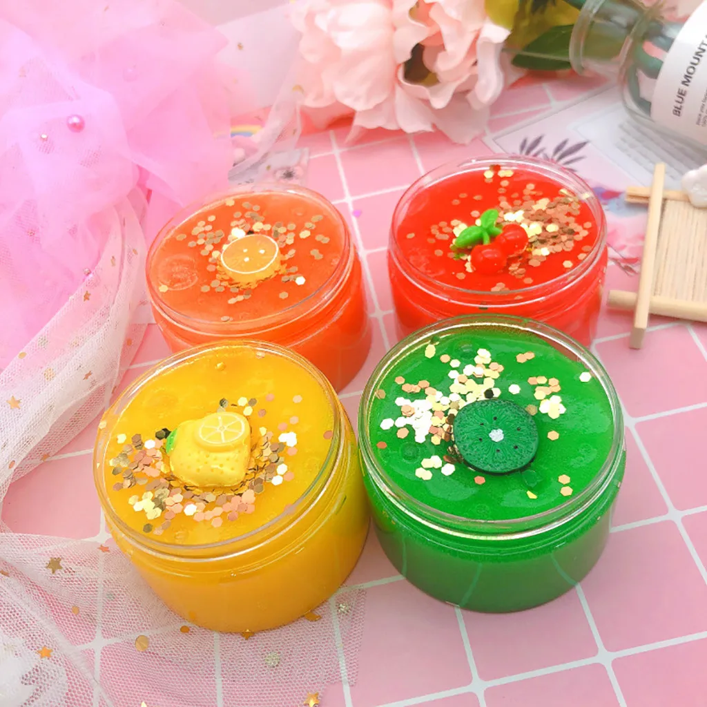 Simulation Fruits Pineapple Color Cloud Slime anti Stress Kids Clay Toys Interesting Novelty slime toy for kids #B