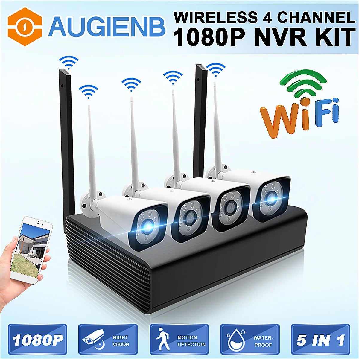 Беспроводная система безопасности, ip-камера 1080 P, Wifi, sd-карта, наружная 4-канальная аудио система видеонаблюдения, комплекты для видеонаблюдения