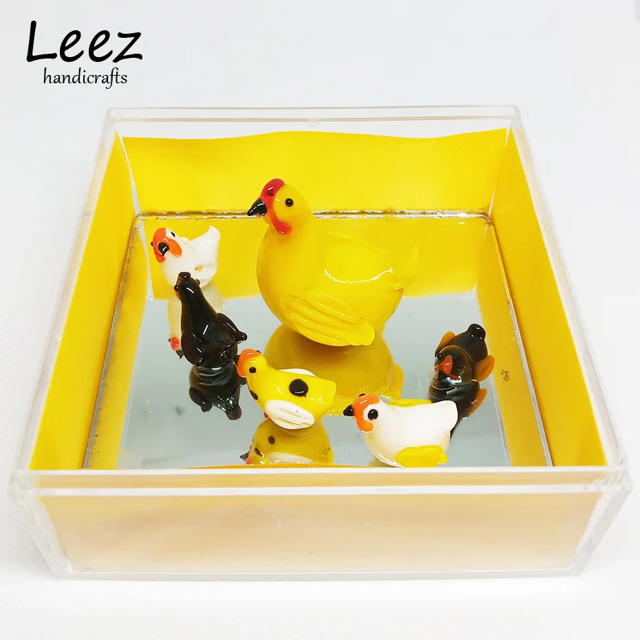 Lee Hen с 5 цыплятами скульптура животных муранские стеклянные фигурки для