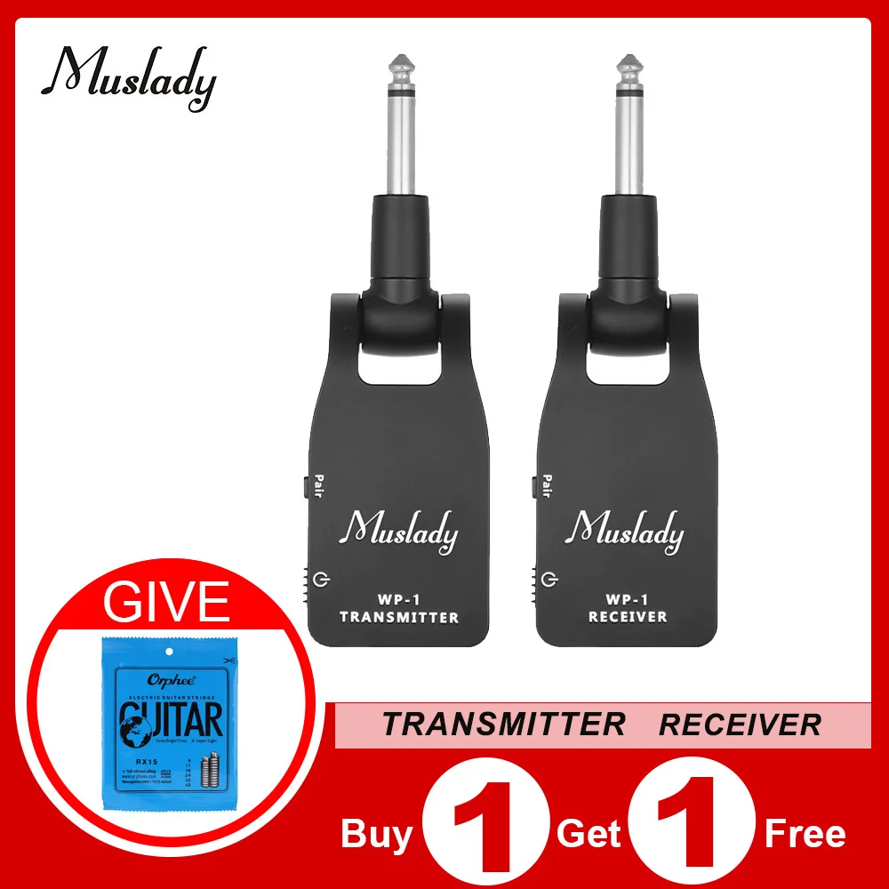 

Muslady 2.4G Wireless Guitar System Transmitter & Receiver Built-in Rechargeable Lithium Battery 30M Transmission