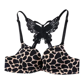 

Women Push Up Bras Front Closure wireless leopard Sexy Girl Underwear Set Gathered Small Chest Buckle Bra Beauty Back Lingerie