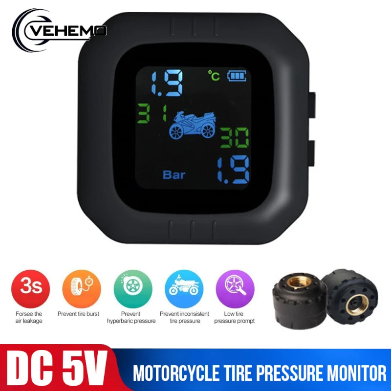 ЖК-дисплей для мотоцикла TPMS система контроля давления в шинах с USB внешними датчиками мото водонепроницаемый беспроводной датчик давления