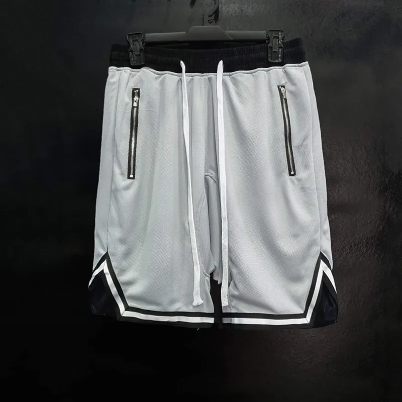 Discount Fitness Shorts Men Mesh Solid Color Fast Dry Breathable Casual Sports Basketball Hip Hop Shorts HPD101
