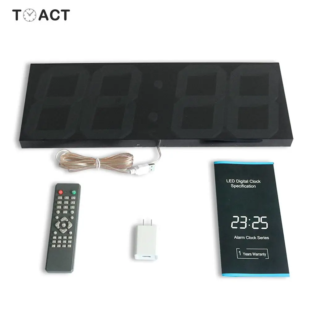  Digital LED Wall Clock Modern Alarm Clocks Large Number Display Home Kitchen Office Night Electroni - 4000061448856