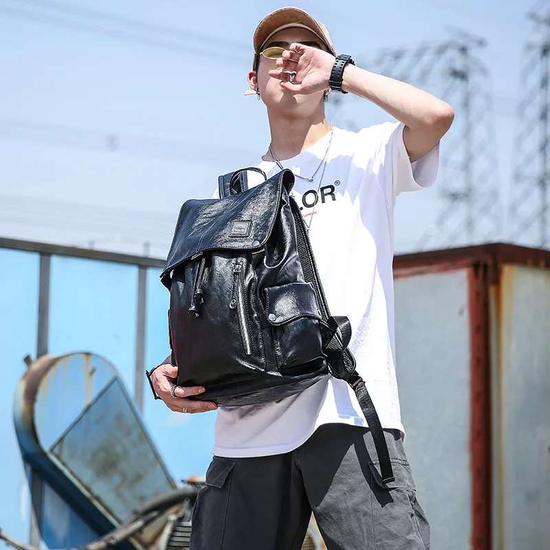 

New fashion leisure students' schoolbags computer bags double shoulder men's trendy backpacks men's Korean travel bag