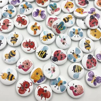 

New 30/50/100Pcs 15mm animals Wood Buttons Sewing Kid's Craft Mix Lots Scrapbooking WB696