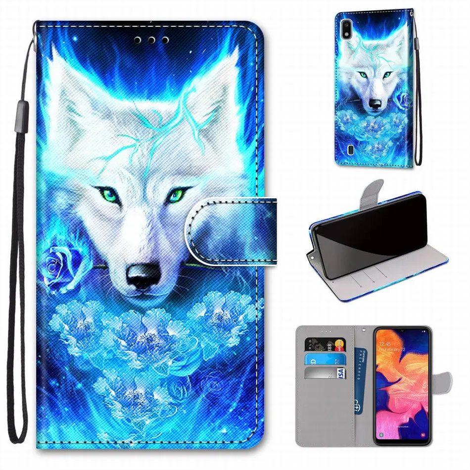 Откидной Чехол для телефона, чехол для samsung Galaxy S9 Plus+ S8 S7 S6 S5, чехлы для телефона для мальчиков и девочек, милые цветные чехлы с изображением волка, тигра, E08F