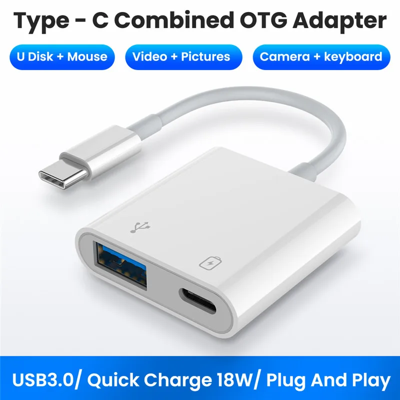 Mejores Ofertas Adaptador USB, USB tipo C 2 puertos HUB Adaptador tipo-C a USB 3,0 PD ayuno OTG de carga convertidor de adaptador para teléfono móvil teclado Tablet wxQKMWoNn9J