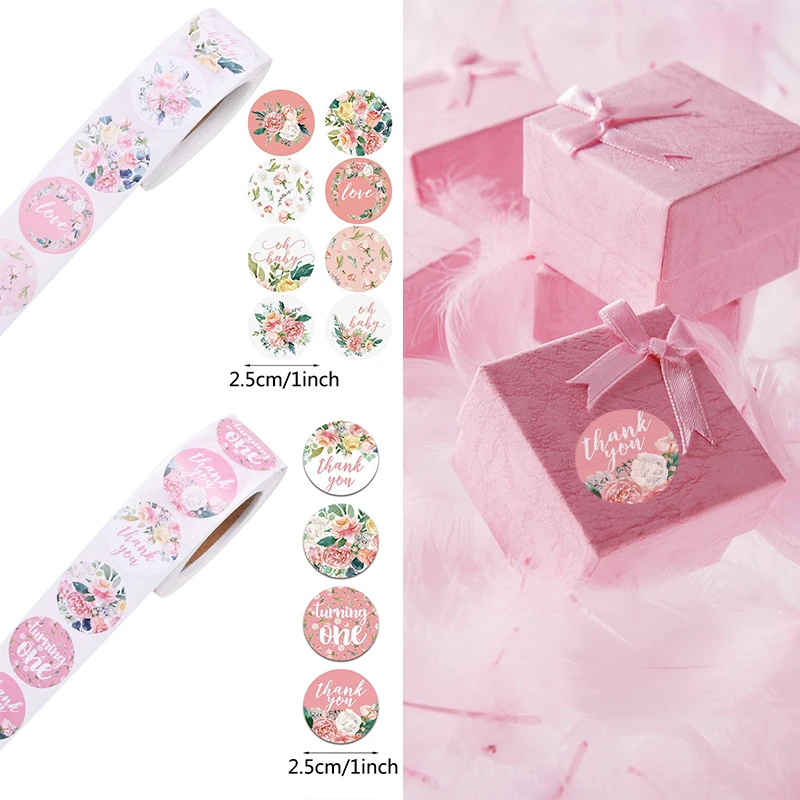 500pcs/Roll 2.5cm Thank You Stickers Seal Labels Gift Packaging Stickers Wedding Birthday Party Offer Stationery Sticker
