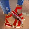 Summer Sandals Women Wedges Platform Ladies Hemp Shoes Ladies Candy Color Casual Girls Slip on Strap Cross Girls Plus Size 2022 ► Photo 2/6