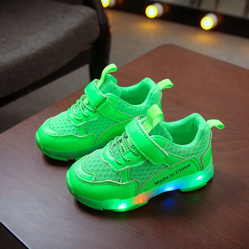 Новые кроссовки для детей; Детская осенняя дышащая сетчатая обувь с мягкой подошвой для мальчиков и девочек - Цвет: green
