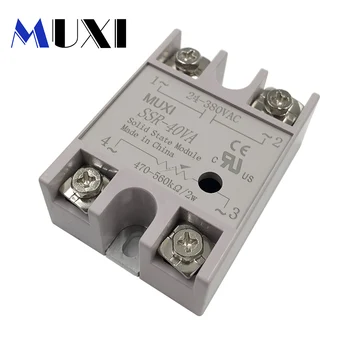 

MUXI Brand New Voltage Transformer 10A 25A 40A DC 3-32V TO 24-380V AC SSR-(10/25/40)-AA Solid State Relay Module