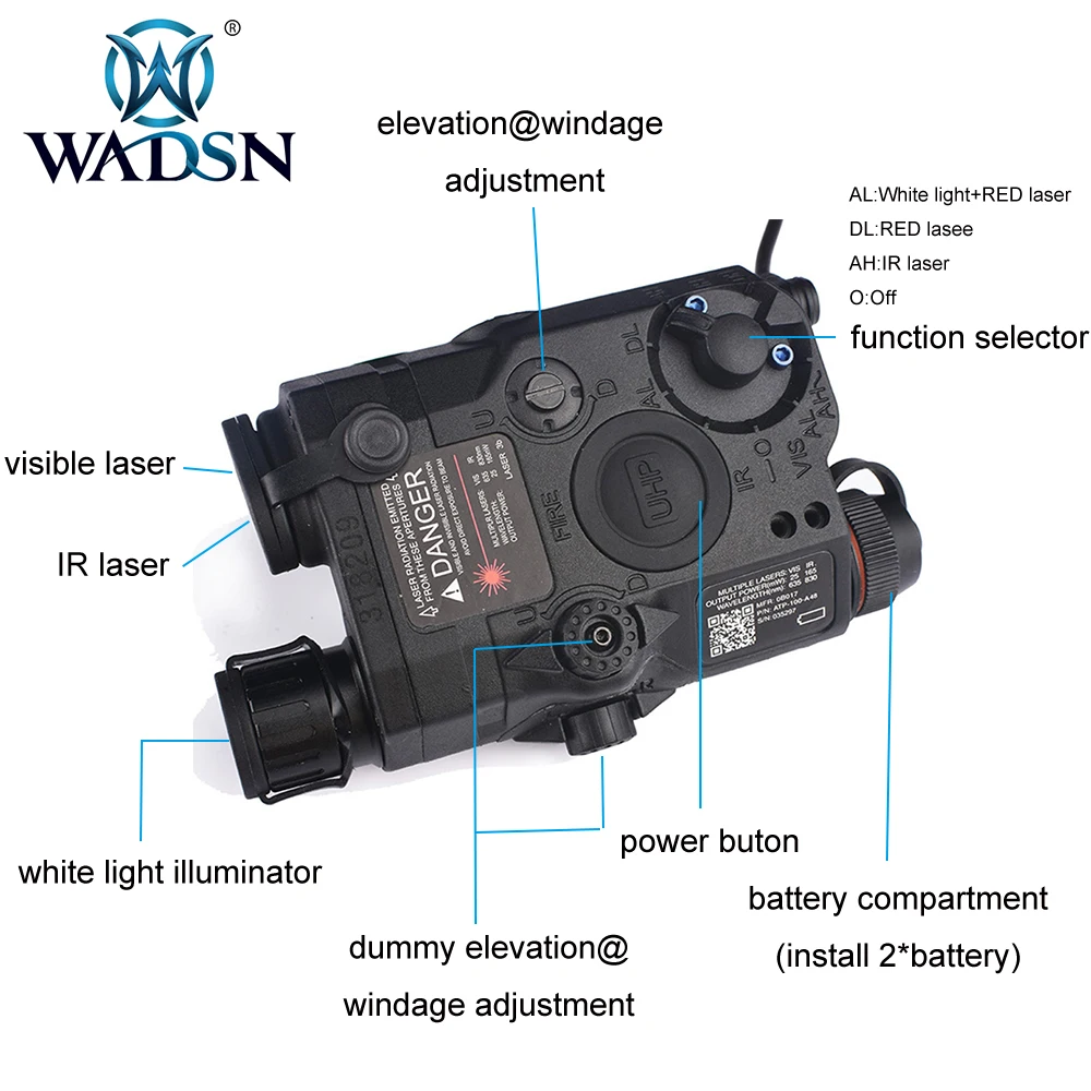 WADSN страйкбол PEQ15 LA-5C Red Dot Lazer светодиодный фонарик LA5 PEQ тактический светодиодный свет/ИК/красная лазерная подсветка для оружия WEX396