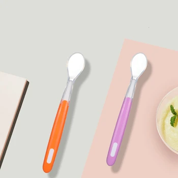

2020 New Baby silicone spoon newborn water feeding training spoon baby feeding soft head spoon small soft spoon tableware