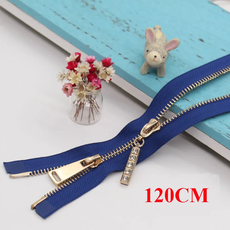 blue-3-120cm Meetee 5#85-120 см металлическая молния двойной ползунок с двойными способами Open-end хвост аксессуары для одежды Рюкзак Пальто DIY ремесла AP545 - Цвет: blue-3-120cm