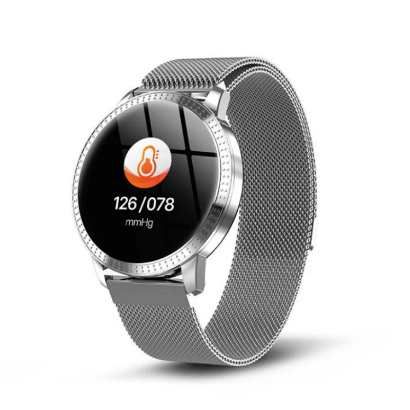 

Fashion Women Quartz Watch Waterproof IP67 Blood Pressure Monitoring Metal Starp Multi Sport Modes Smart Watch Wrist Band