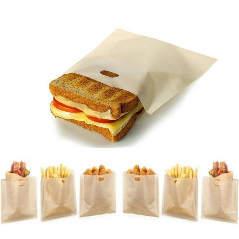 5 pcs/set Reusable Toaster Bag Non Stick Bread Bag Sandwich Bags Fiberglass Toast Microwave Heating Pastry Tools Baking Sheets