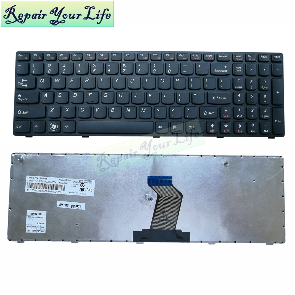 Клавиатура для ноутбука США раскладка для lenovo G570 Z560 Z560a Z565a MP-10A33US-6864 25012186 черный прайс-лист