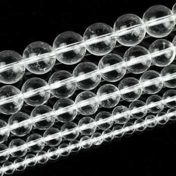 

Natural Smooth White Clear Quartz Crystal Round Stone Loose Beads 15" Strand 4 6 8 10 12 14MM Pick Size For DIY Jewelry Making