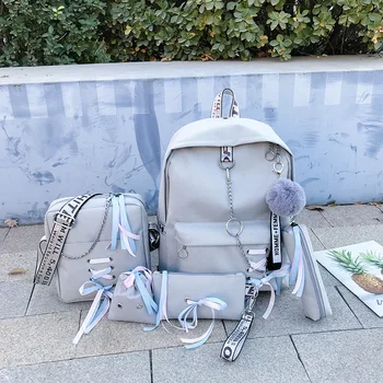 

5pcs/set School Students Backpack School Bag For Kids Teenage Girl Rucksack Women Travel Backpack Moclila Book Backbag