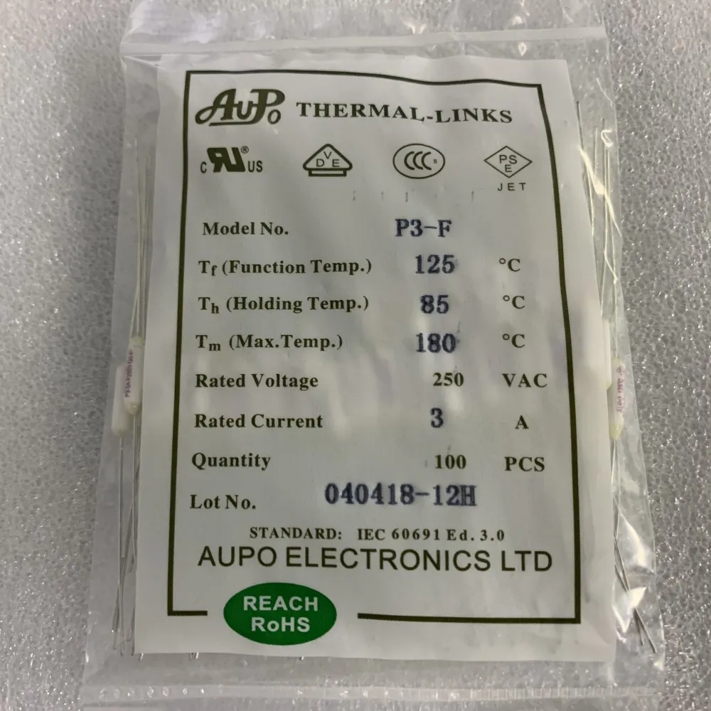 100pcs jet rf temperatura fusivel aupo 1a 01