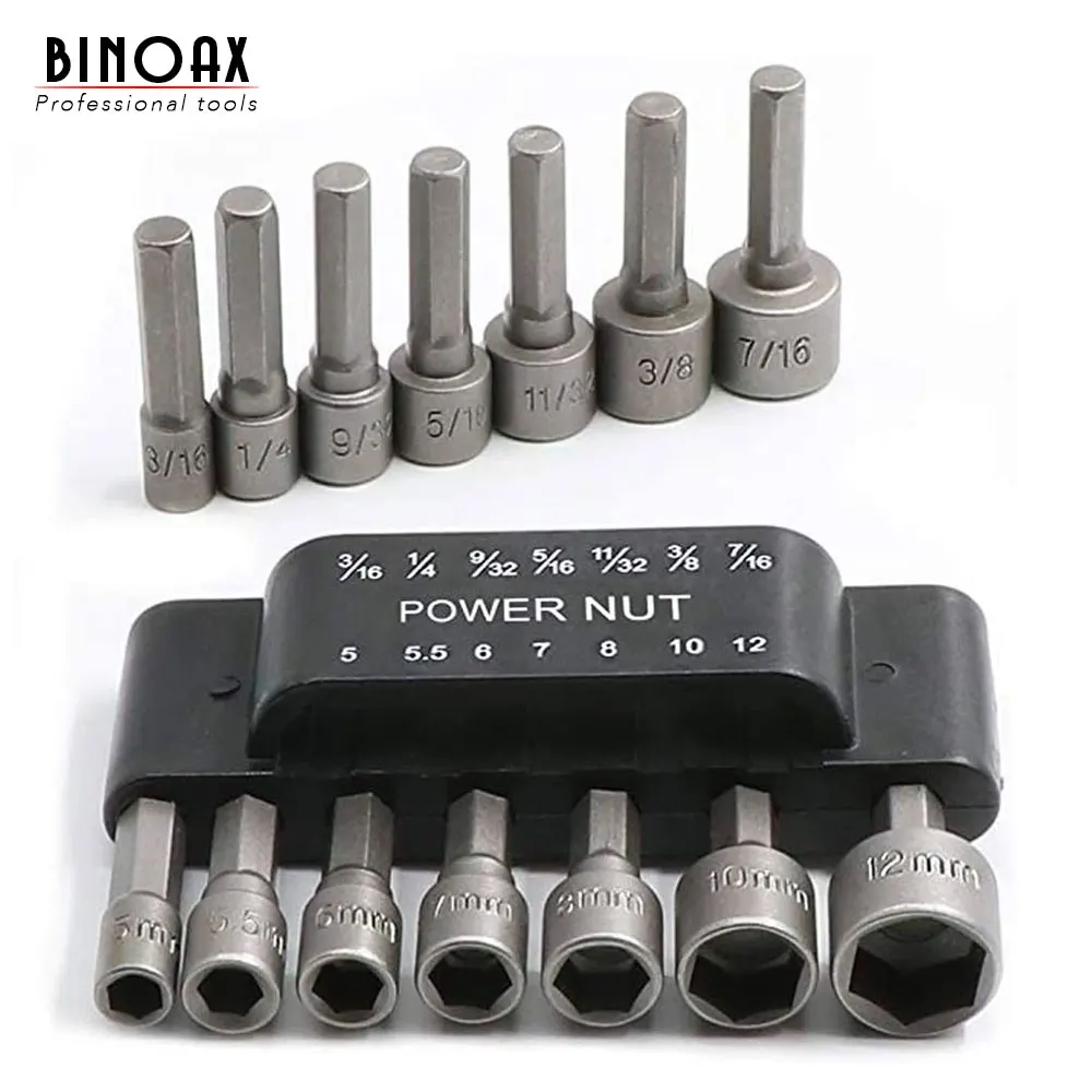 BINOAX 14 шт. 1/4 &quotшестигранный хвостовик гайка драйвер сверло метрический торцевой