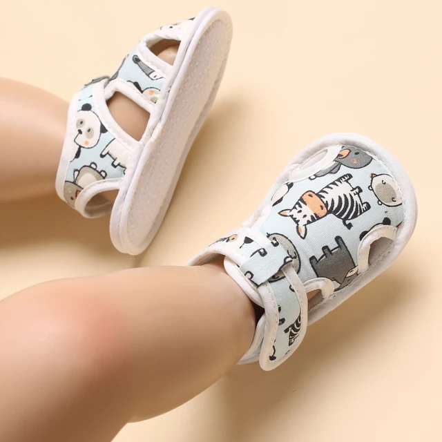2021 NEW 0-18Months Kids Newborn Baby Boys Fashion Summer Soft Crib Shoes First Walker Anti Slip Sandals Shoes Soft Sole B272 Light blue
