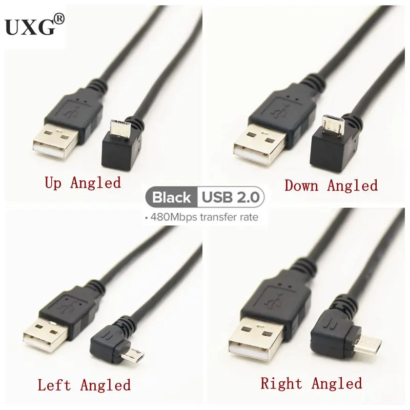 

25CM 1M 1.5M USB 2.0 A Male to Micro usb 5 Pin 5PIN 5P Left & Right & Up & Down Angled Male Converter charging Cable Cord
