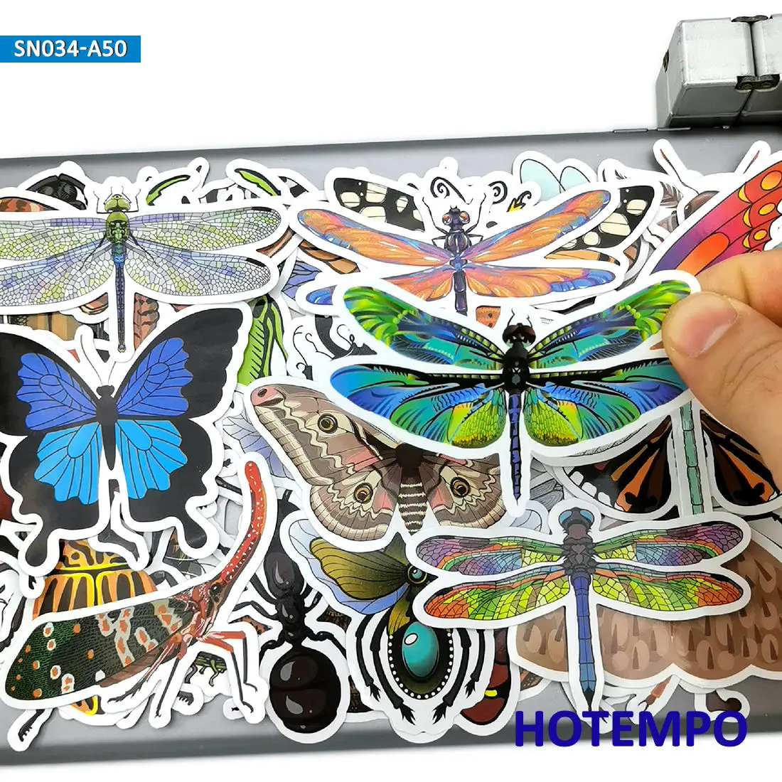 50pcs Funny Insect Butterfly Dragonfly Stickers Toys for Children Kids Gift Scrapbook Stationery Mobile Phone Laptop Art Sticker