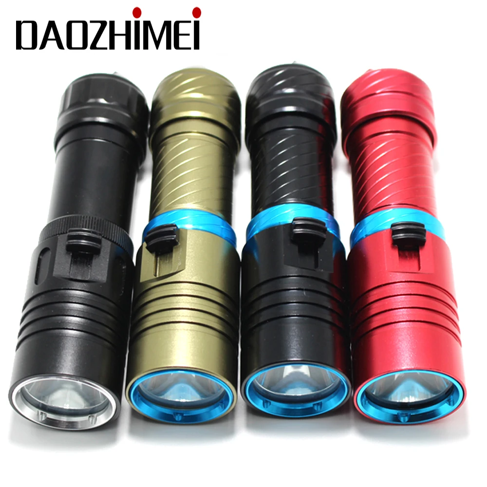 Portable 5000LM XM-L2 LED Waterproof Torch Flashlight Light Scuba White/yellow 100m Underwater Diving Flashlights 18650/26650
