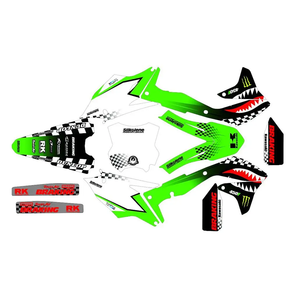 

For Kawasaki KX450F 2016 2017 2018 New Full Graphics Decals Stickers Custom Number Name 3M Matte Stickers Waterproof