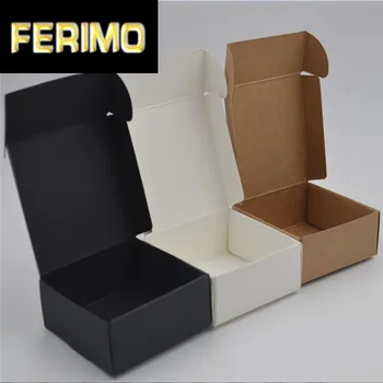 

10pcs/lot Small Kraft Paper Box Brown Handmade Soap Box White Craft Paper Gift Box Black Packaging Jewelry Box Cardboard Carton
