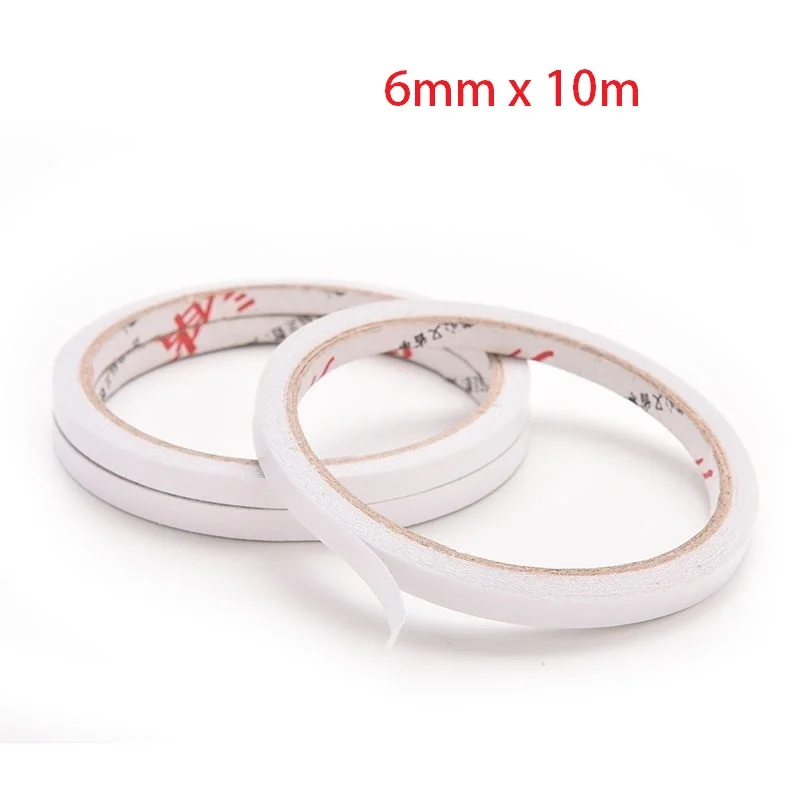 

1 Roll 6mm x 10m White Strong Adhesive Double Sided Tape Sticker For Office Stationery Economical And Practical