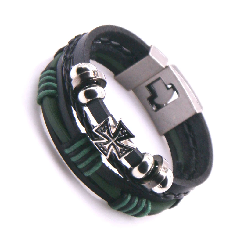 Новинка, модные черно-коричневые браслеты с якорем, Мужская веревочная цепочка с подвеской, мужской браслет, металлический спортивный браслет - Окраска металла: HJ64