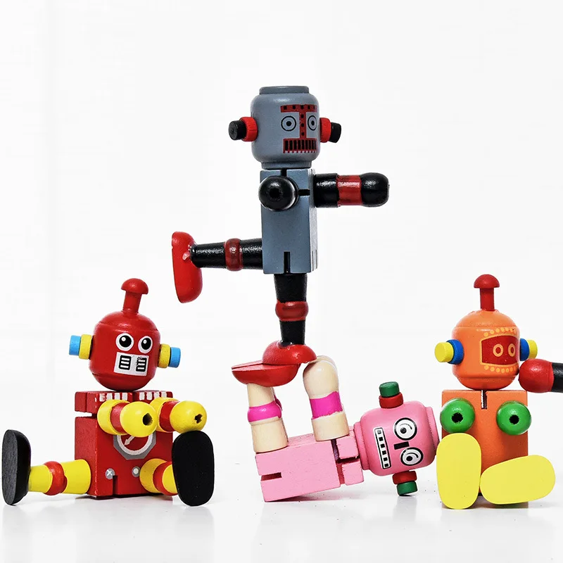 

Creative Wood Flexible Robot Children'S Educational Boy Cartoon Transformation GIRL'S Baby Cute Model Toy