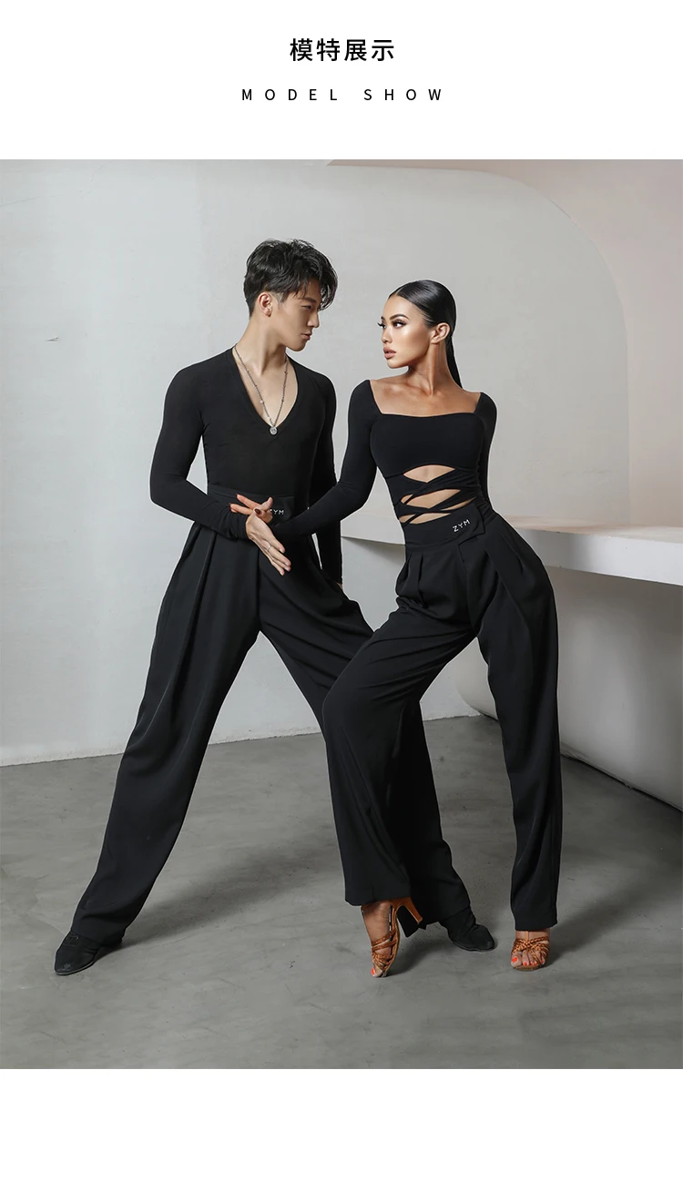 mens dance wear Couple Dance Pants Standard Latin Dance Clothes For Women Men Practice High Waist Ballroom Dance Competition Trousers DNV14154 men's tango outfit