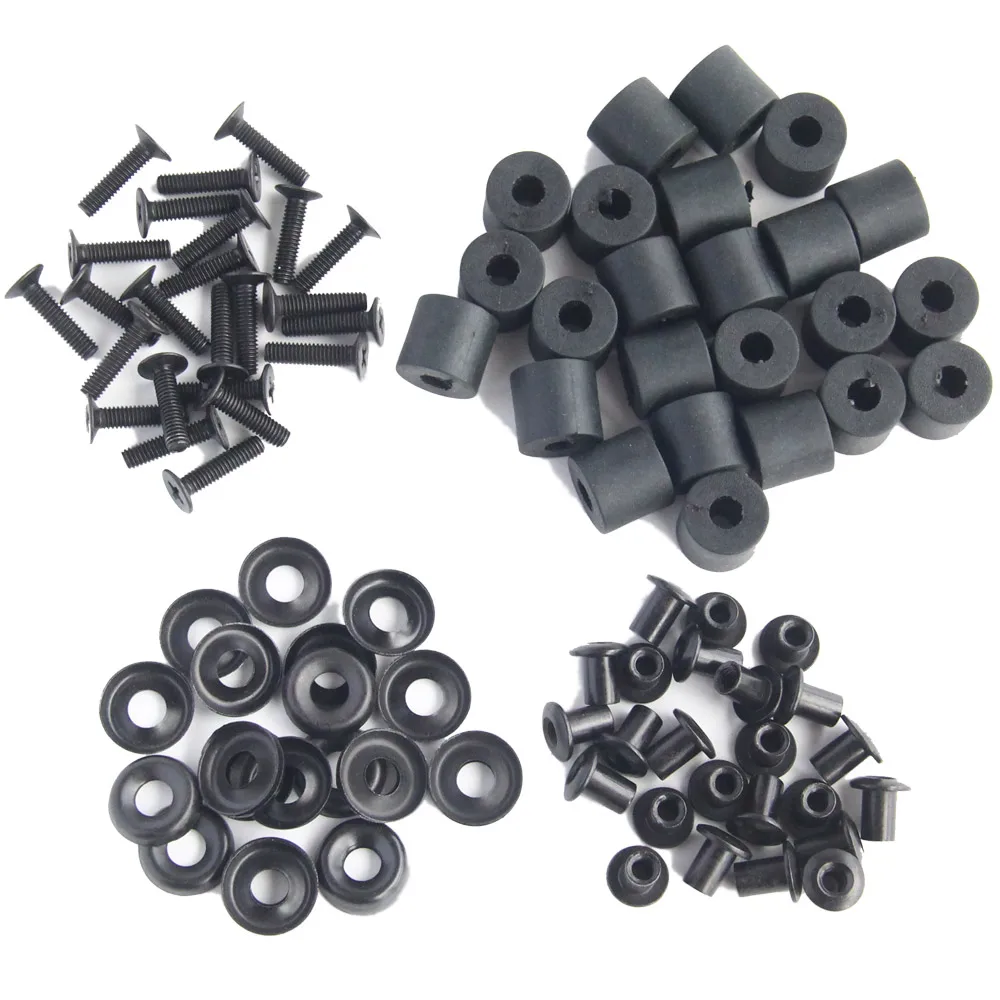 24pcs Flat Headed Long Post Chicago Screw With Metal Countersunk Finishing Washer Thick Rubber Washer For DIY Holster Scabbard
