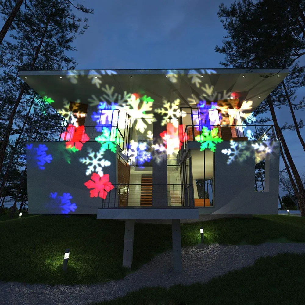 Outdoor Moving Snowflake LED Laser Light Projector Xmas Garden Lamp 12 Patterns 