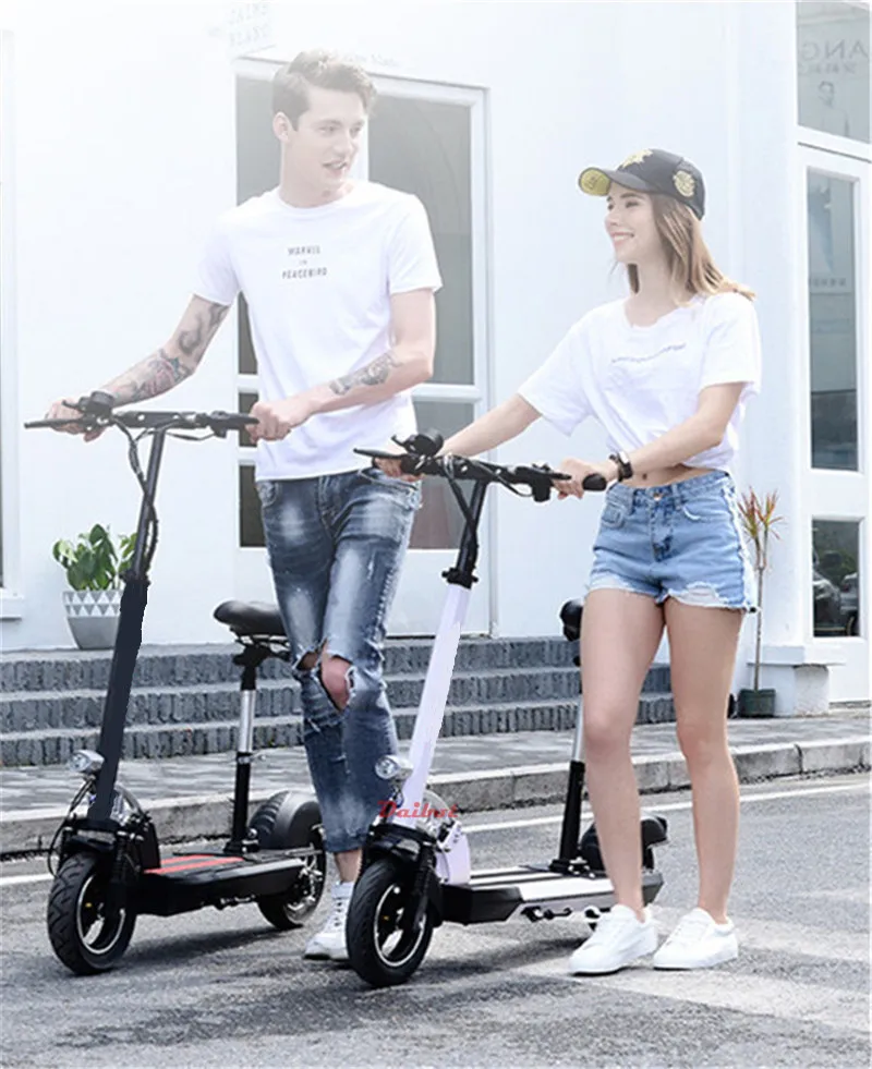 Daibot Electric Scooter 48V Two Wheel Electric Scooters With Seat 500W Three Suspension Portable Foldable Kick Scooter For Adult (51)