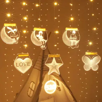 

USB 3D Room Decorative String Light Wedding Party Home Bedroom Store Decor K1MF
